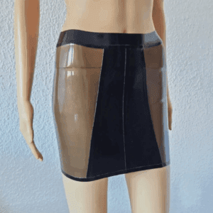 Two tone latex pencil skirt